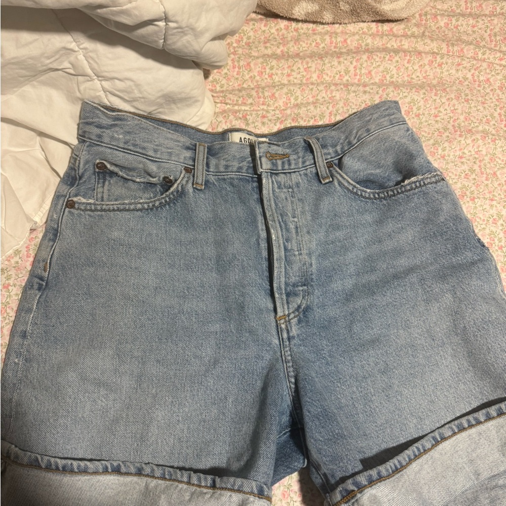 Agolde Light Blue Jean Shorts